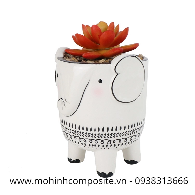chau hoa mini composite dep11 1 8594 - Chậu hoa kiểu dáng con voi từ chất liệu composite [D600*H600mm]